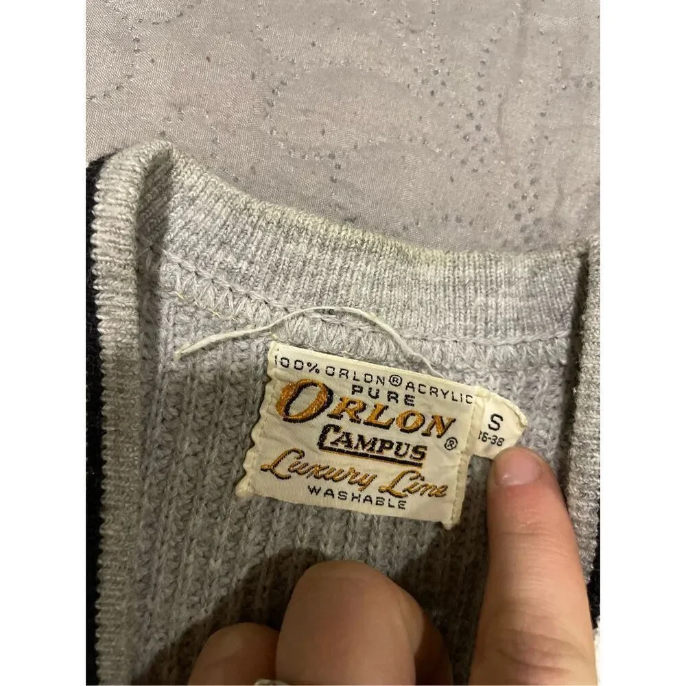 Orlon Campus Luxury Line Vintage Gray Acrylic Vest Small